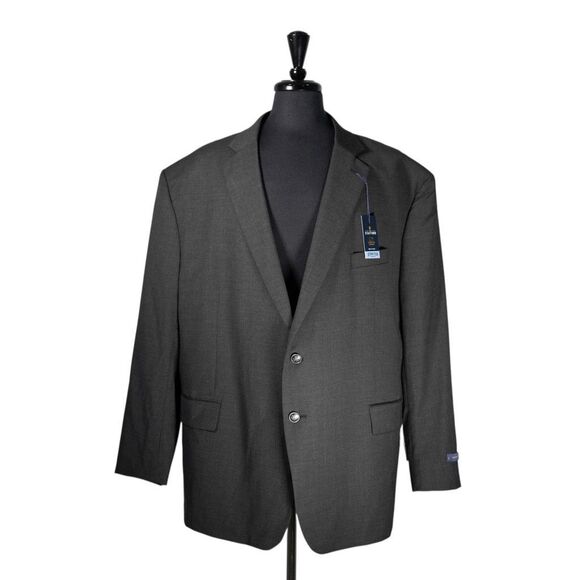 Stafford Mens 56R Gray Hopsack Blazer Sport Coat Jacket Big & Tall Stretch NWT - Picture 1 of 12